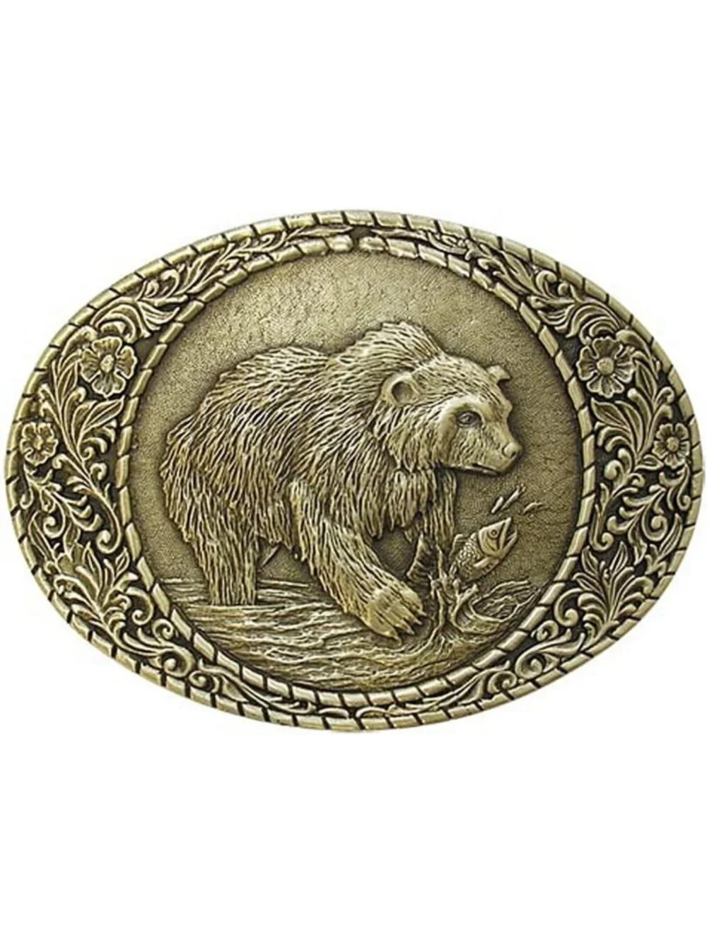 Solid Brass Grizzly Bear Belt Buckle - Heirloom Accessory for Outdoor Lovers